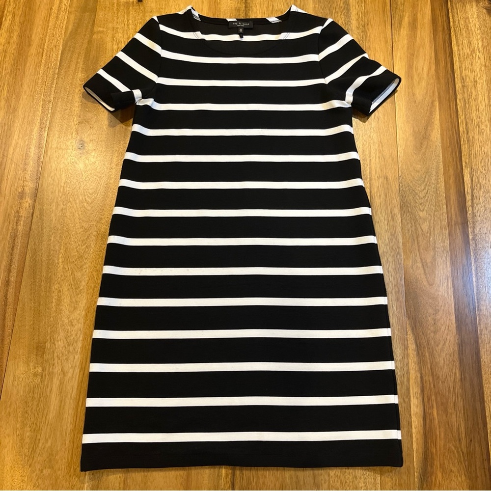 Rag & Bone Colette Stripe Short Sleeve Shift Dress XS Preppy academia regency